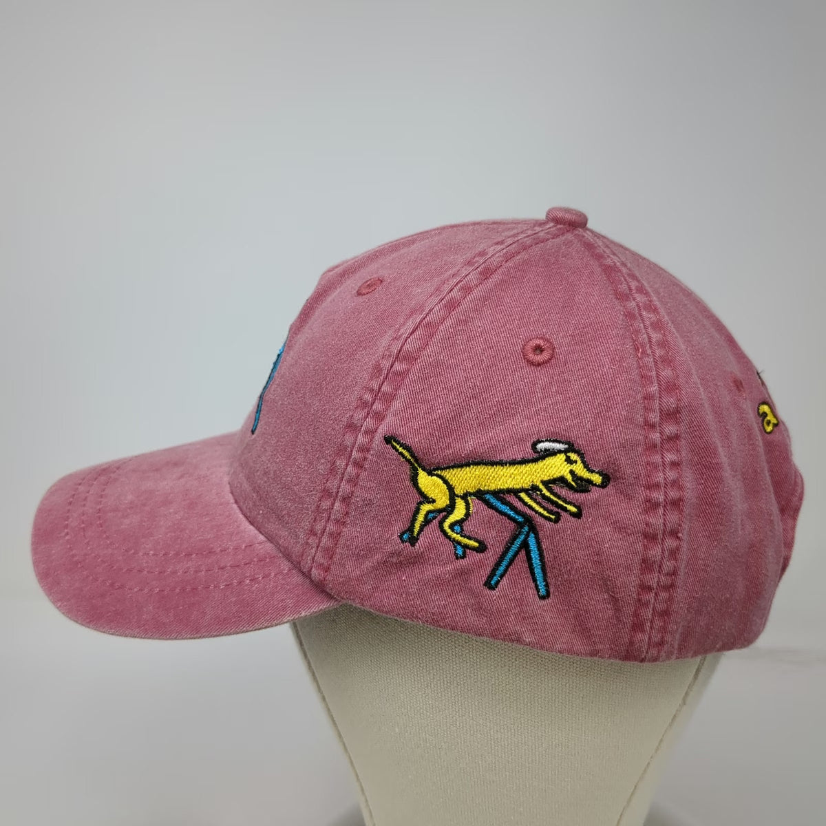 Adams Baseball Cap Red One Size Leather Strapback Adopt Dog Graphic Hat Rescue