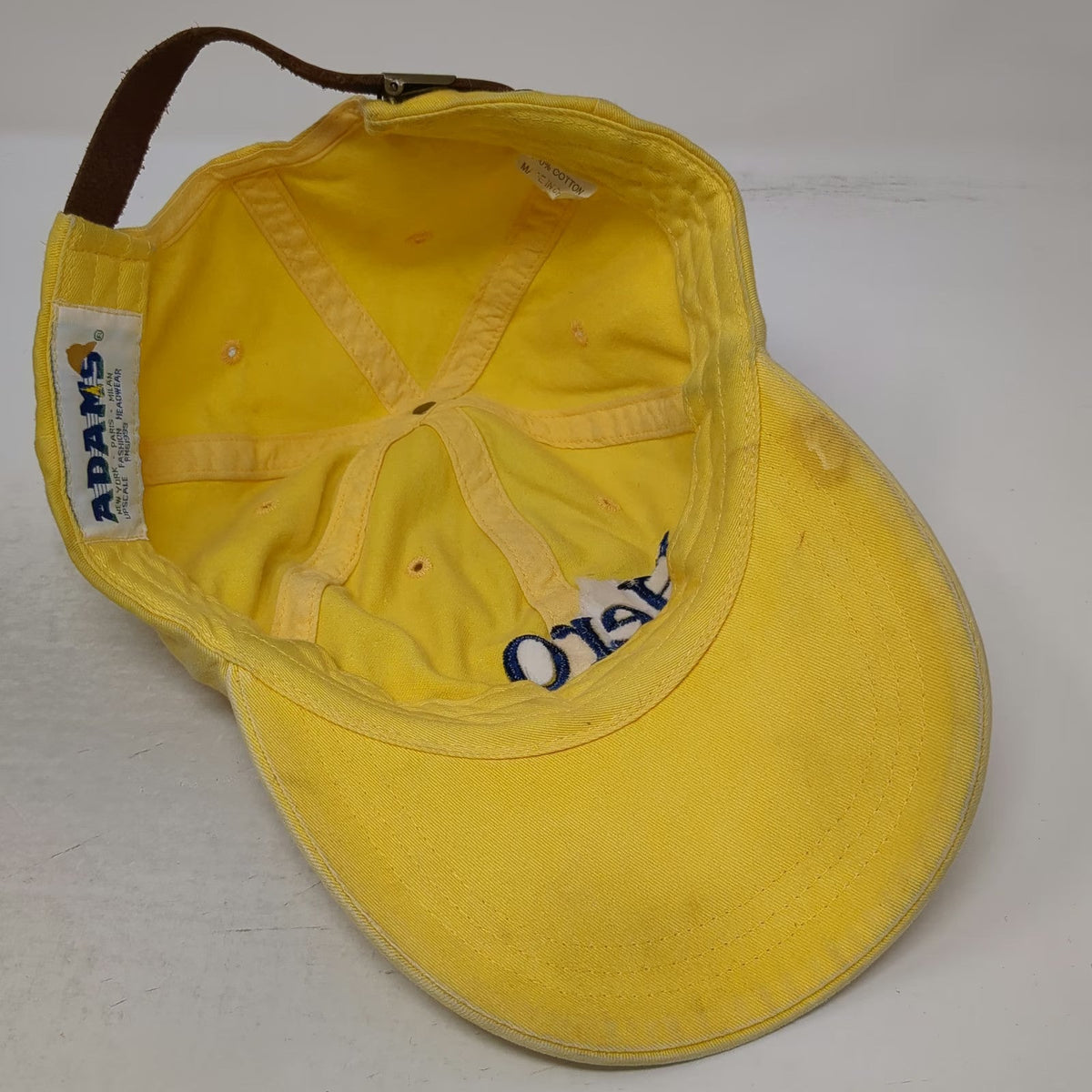 Adams Baseball Cap Yellow One Size Hero Islands Vermont Hat Leather Slideback