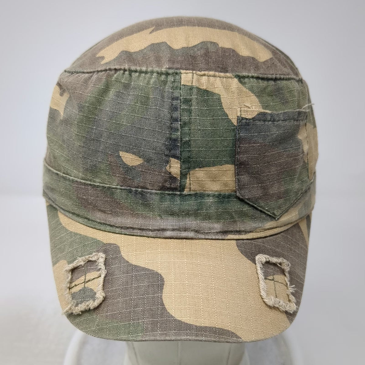 D&Y Army Cap Green Camo One Size Distressed Ripstop Side Pocket Strapback Hat