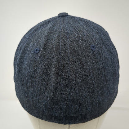 Hurley Baseball Cap Blue XL Flexfit Marled Heather Fabric Embroidered Hat