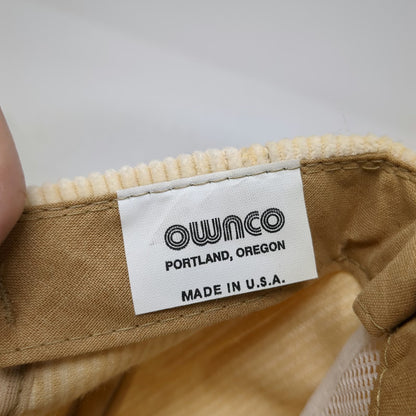 Ownco Boise Cascade 5 Panel Beige Hat OSFM Snapback Corduroy Made In USA Logo