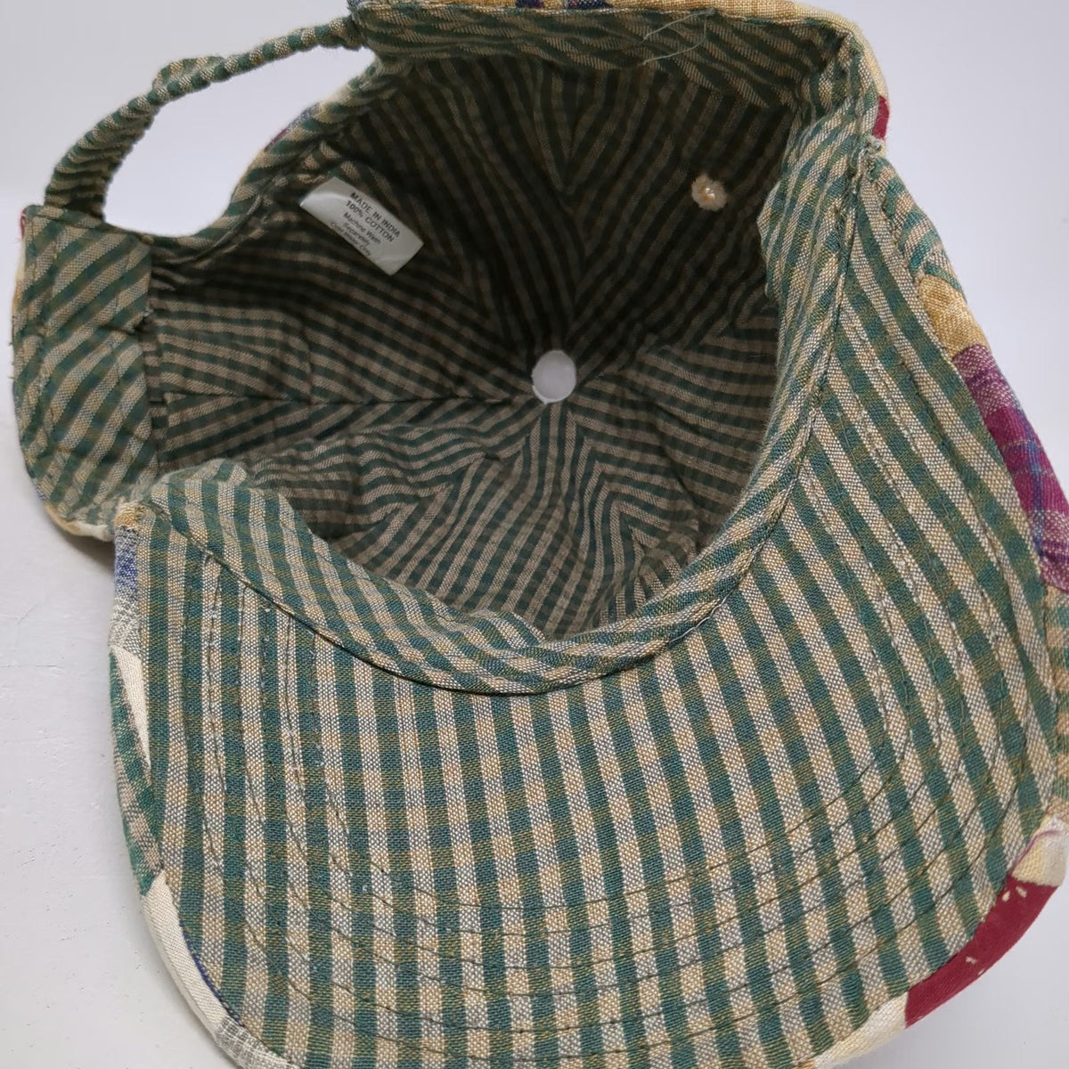 Unbranded Brown Baseball Cap One Size Patchwork Plaid Quilt Cotton Fabric Hat