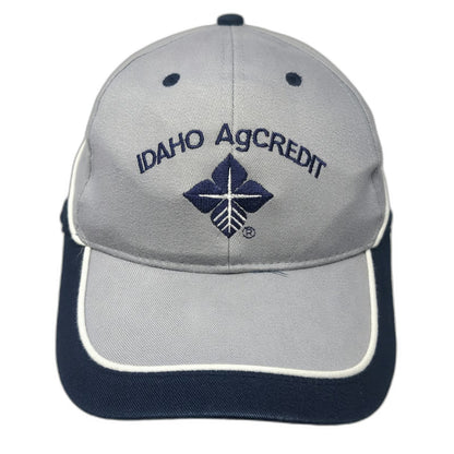OTTO Baseball Cap Gray Blue OSFM Idaho AgCredit Slideback Hat Contrast Piping