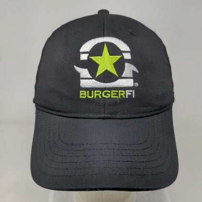 BURGERFI Strapback Hat Black One Size Adjustable Embroidered 6 Panel Outdoor Cap