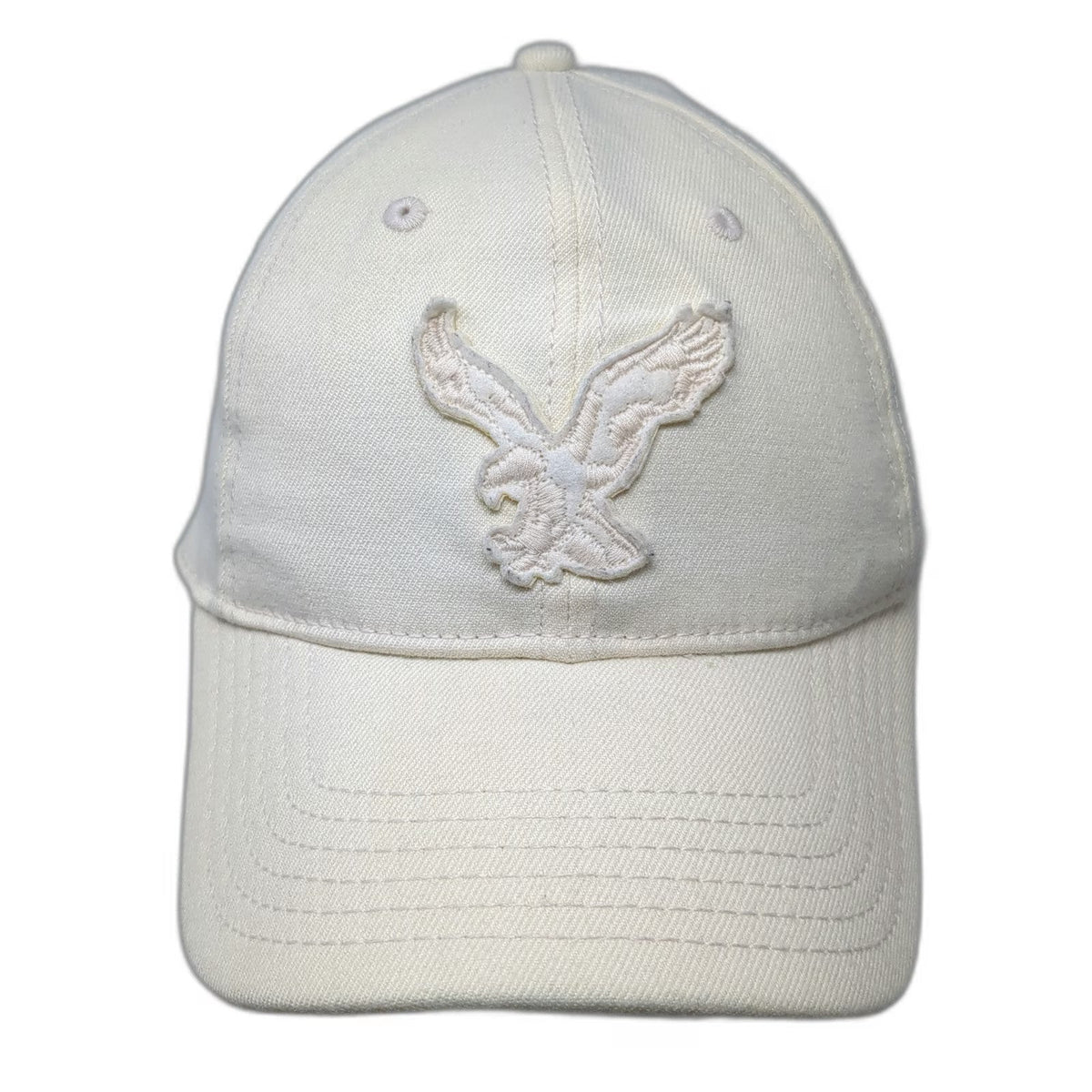 American Eagle Outfitters Baseball Cap White XL Fitted Embroidered Eagle Hat