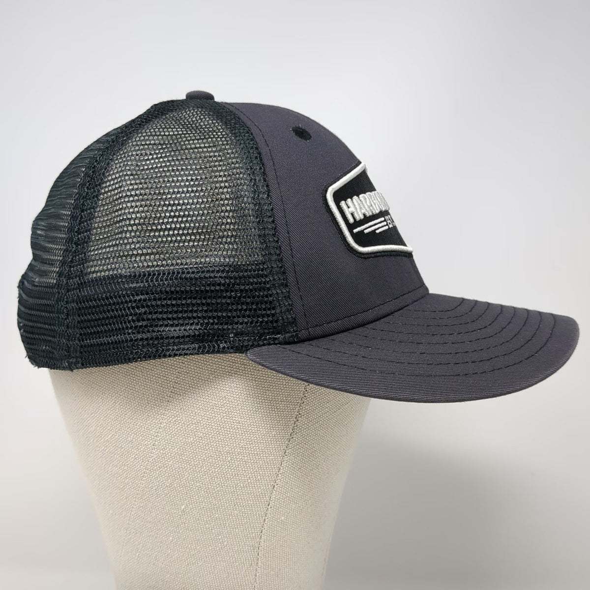 Harbor Freight Trucker Hat Gray Black One Size Mesh Back Snapback HFT Patch