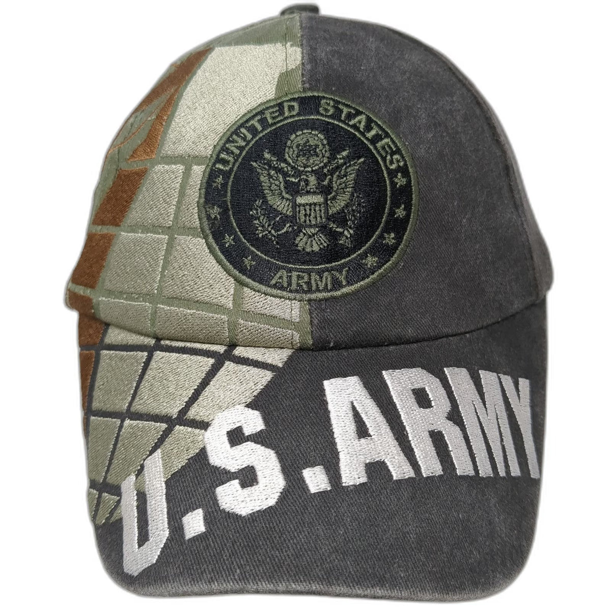 Eagle Crest US Army Gray Green Baseball Cap One Size Embroidered Globe Flag Hat