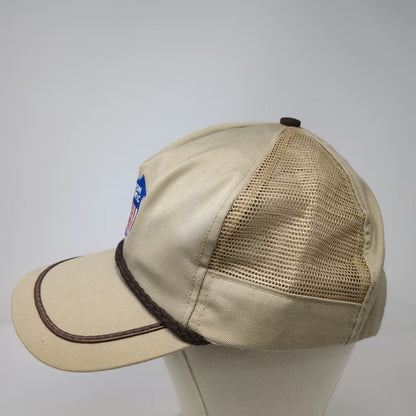Union Pacific Railroad 5 Panel Hat Beige One Size Trucker Mesh Snapback Rope USA