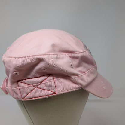 HG Army Cap Pink One Size Rhinestone Crown Hollywood Strapback Cotton Hat