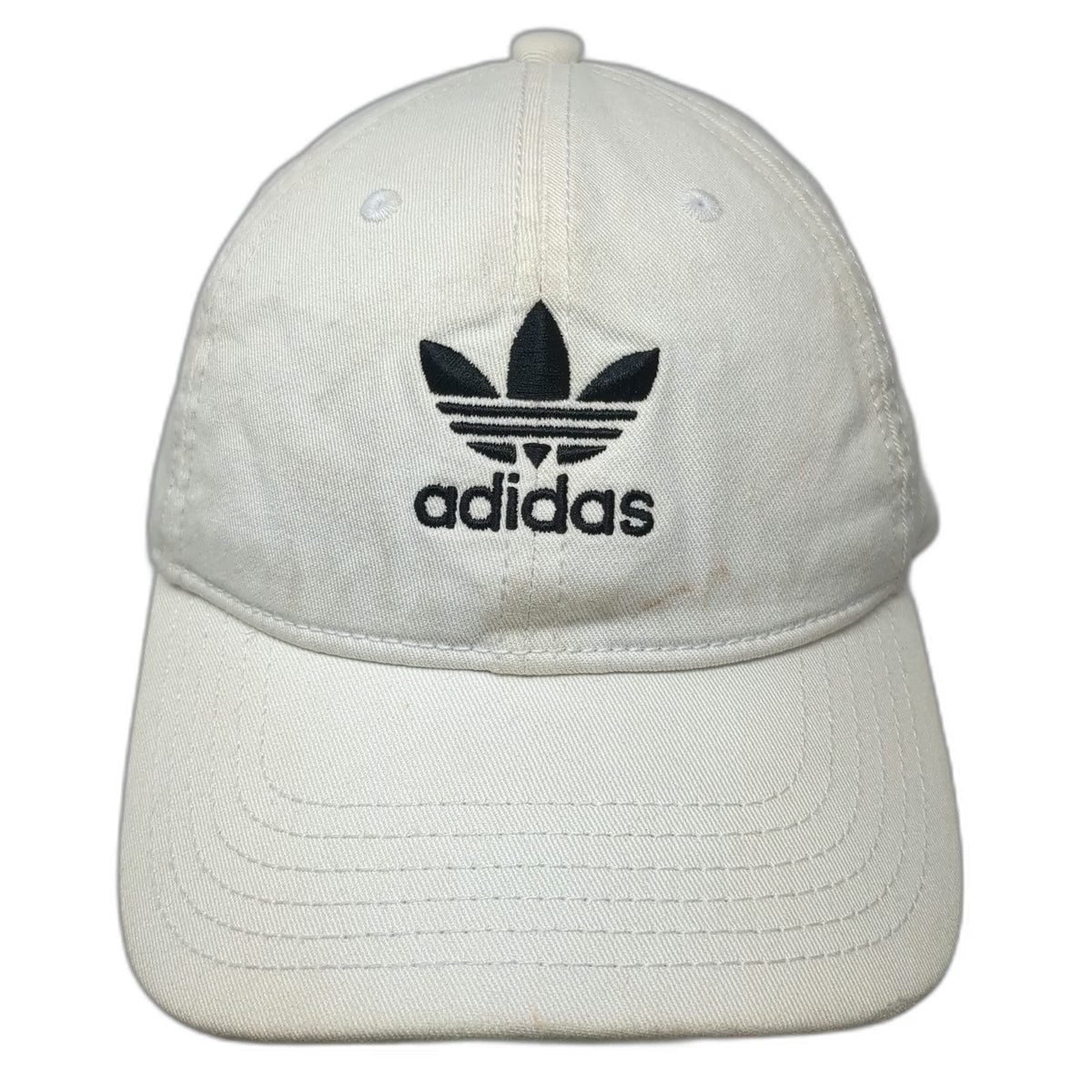 Adidas Trefoil Logo Baseball Cap White One Size Slideback Cotton Pinstripe Hat