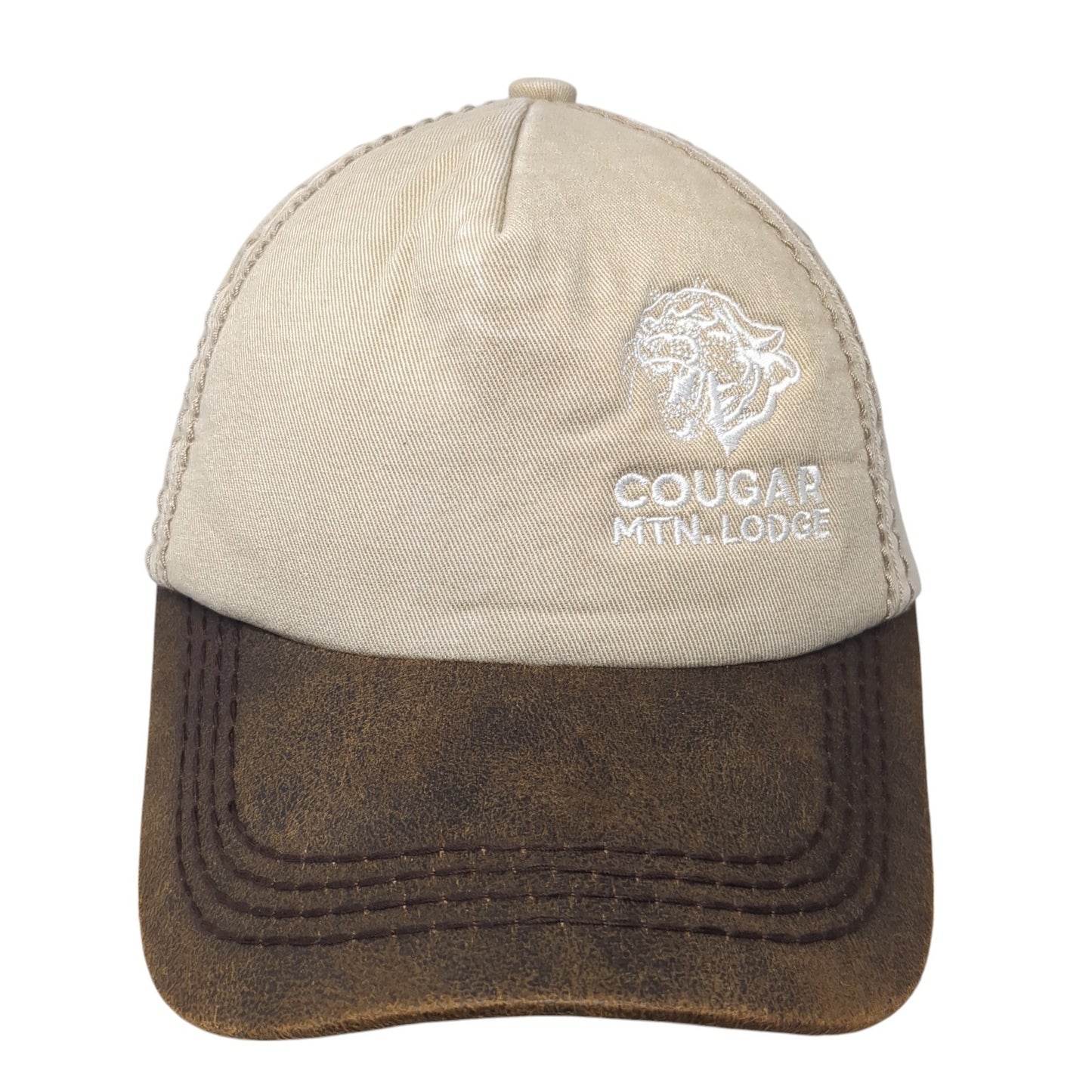 Cougar Mtn Lodge Slideback Baseball Cap Brown One Size Adjustable Embroidered