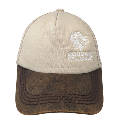 Cougar Mtn Lodge Slideback Baseball Cap Brown One Size Adjustable Embroidered