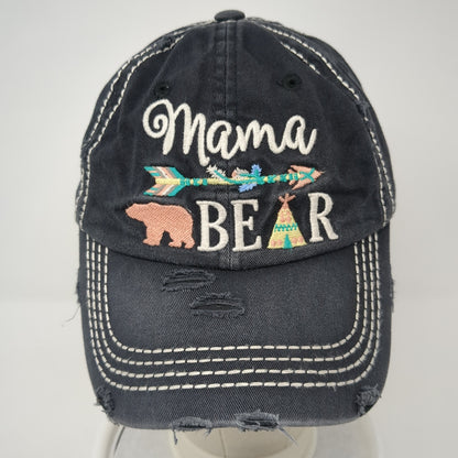 Mama Bear Strapback Baseball Cap Black OS Adjustable Distressed KB ETHOS Vintage