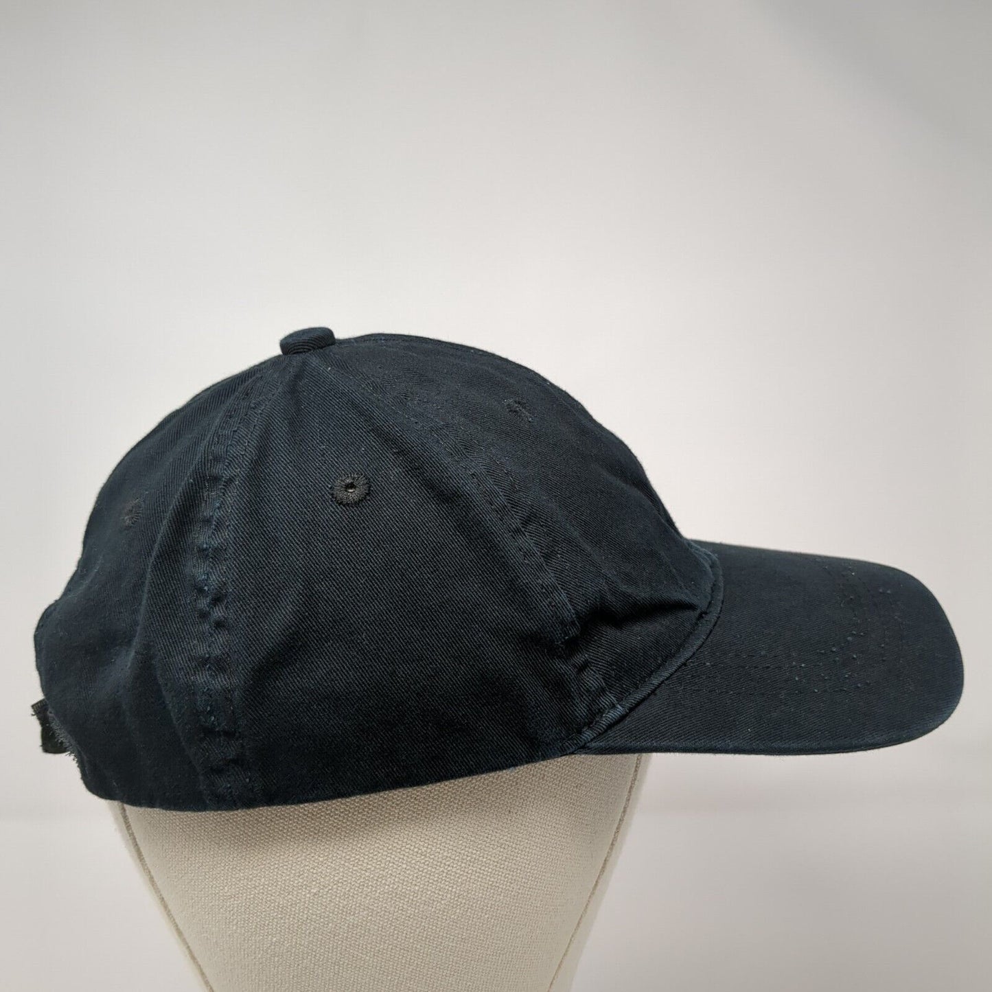 Unbranded Strapback Hat Black One Size Solid Adjustable Blank 6 Panel