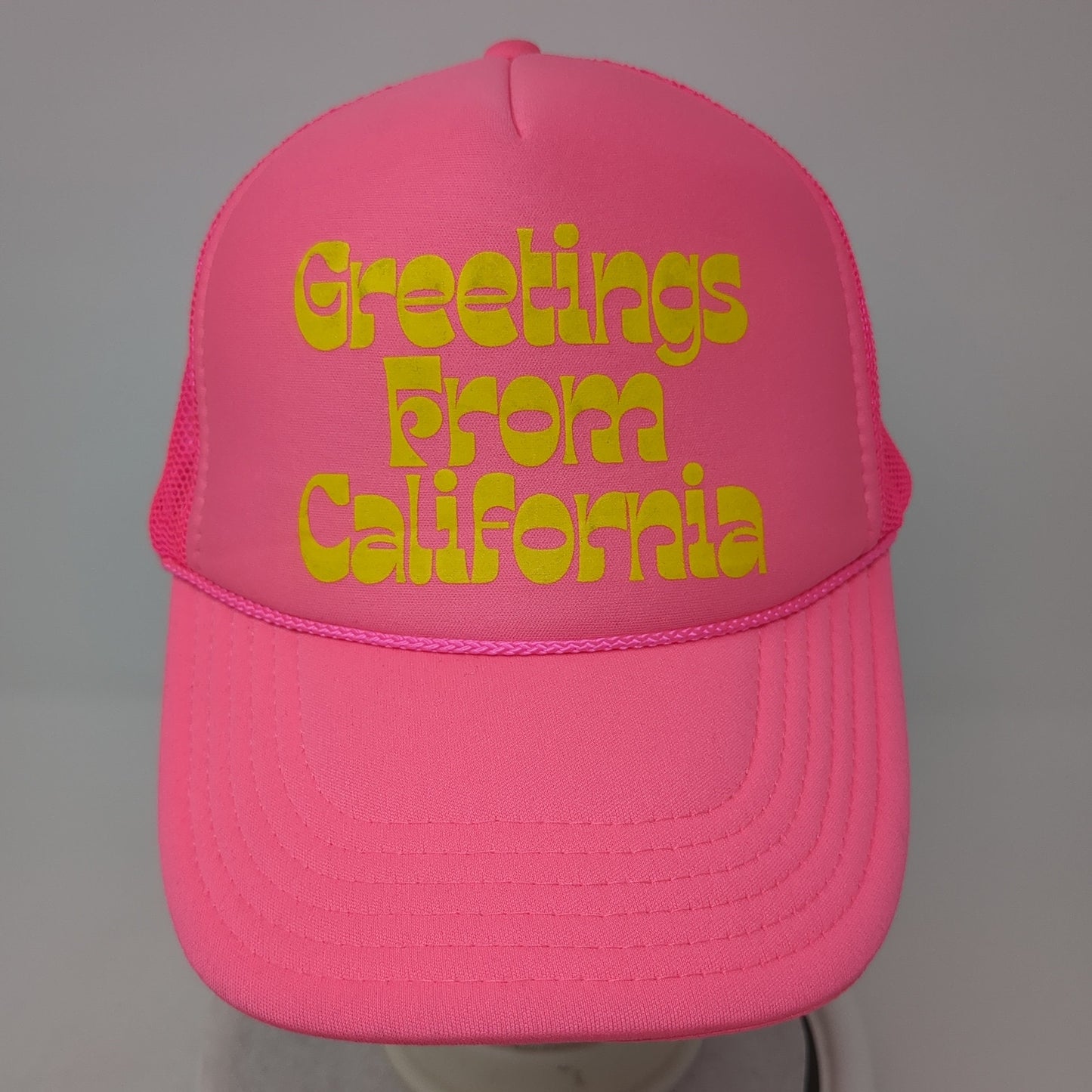 Greetings From California Snapback Rope Trucker Hat Pink One Size Otto