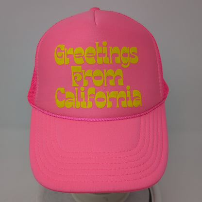 Greetings From California Snapback Rope Trucker Hat Pink One Size Otto