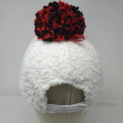 Holiday Time Snowman Sherpa Baseball Cap White Red Buffalo Plaid One Size Hat