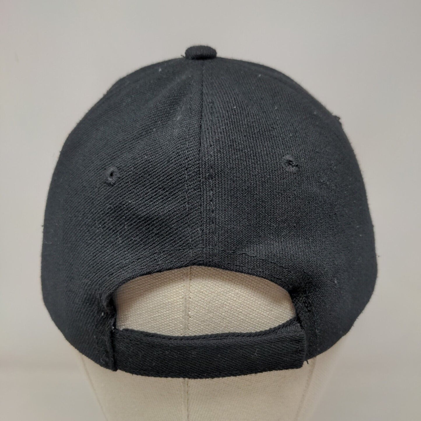 Unbranded Strapback Hat Black One Size Vent Holes 6 Panel Blank Solid