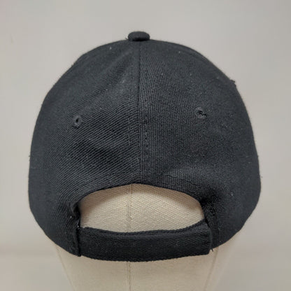 Unbranded Strapback Hat Black One Size Vent Holes 6 Panel Blank Solid