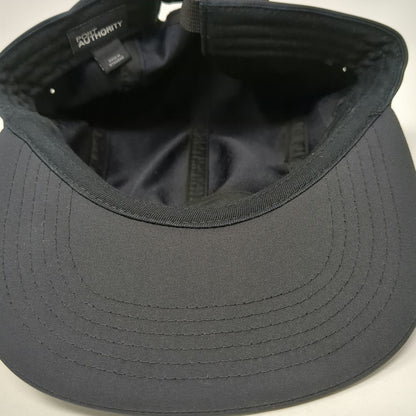 Port Authority 5 Panel Black One Size Performance Flat Brim Hat Strapback Buckle