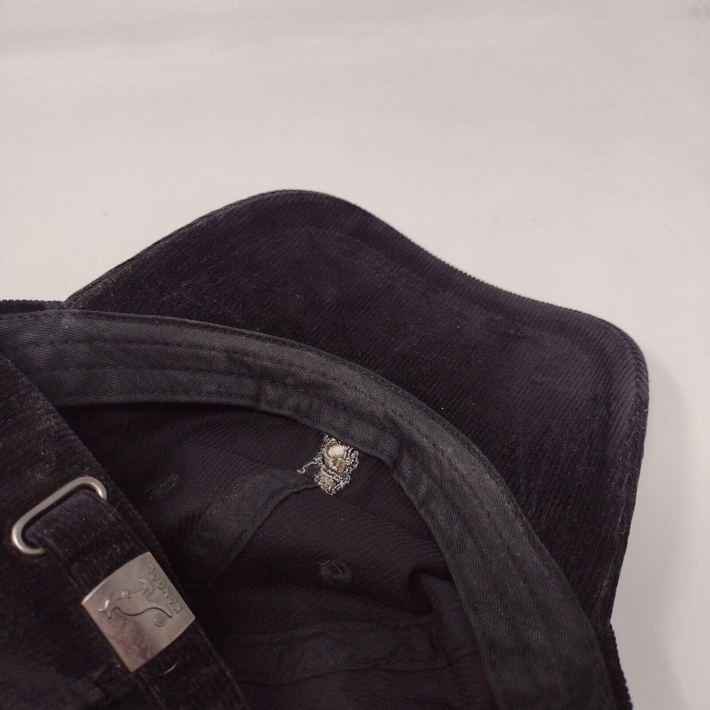 Kangol Slideback Hat Black Size L Corduroy Hat Cotton Blend Embroidered Logo