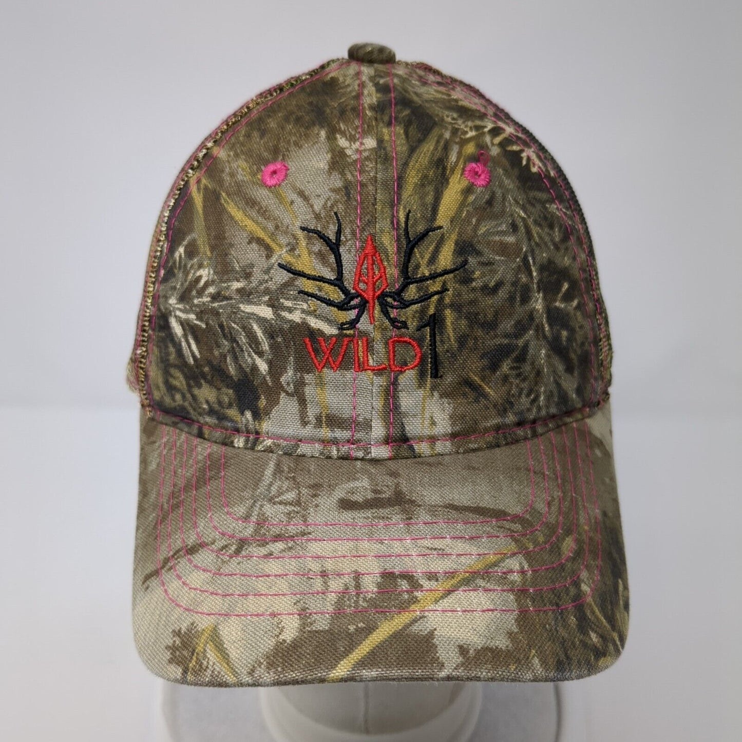 Wild Strapback Mesh Back Trucker Hat Camo One Size Hunting Signatures