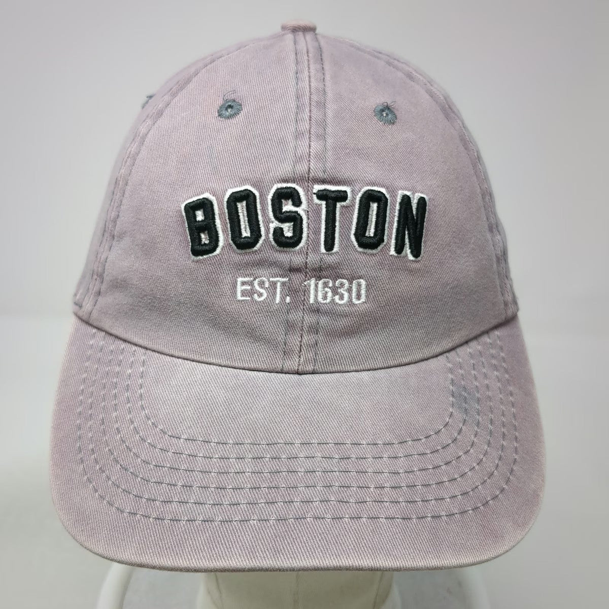 Boston Est 1630 Baseball Cap Gray One Size Embroidered Cotton Slideback Hat