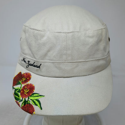 Derek of New Zealand Army Cap Beige One Size Floral Embroidery Strapback Hat