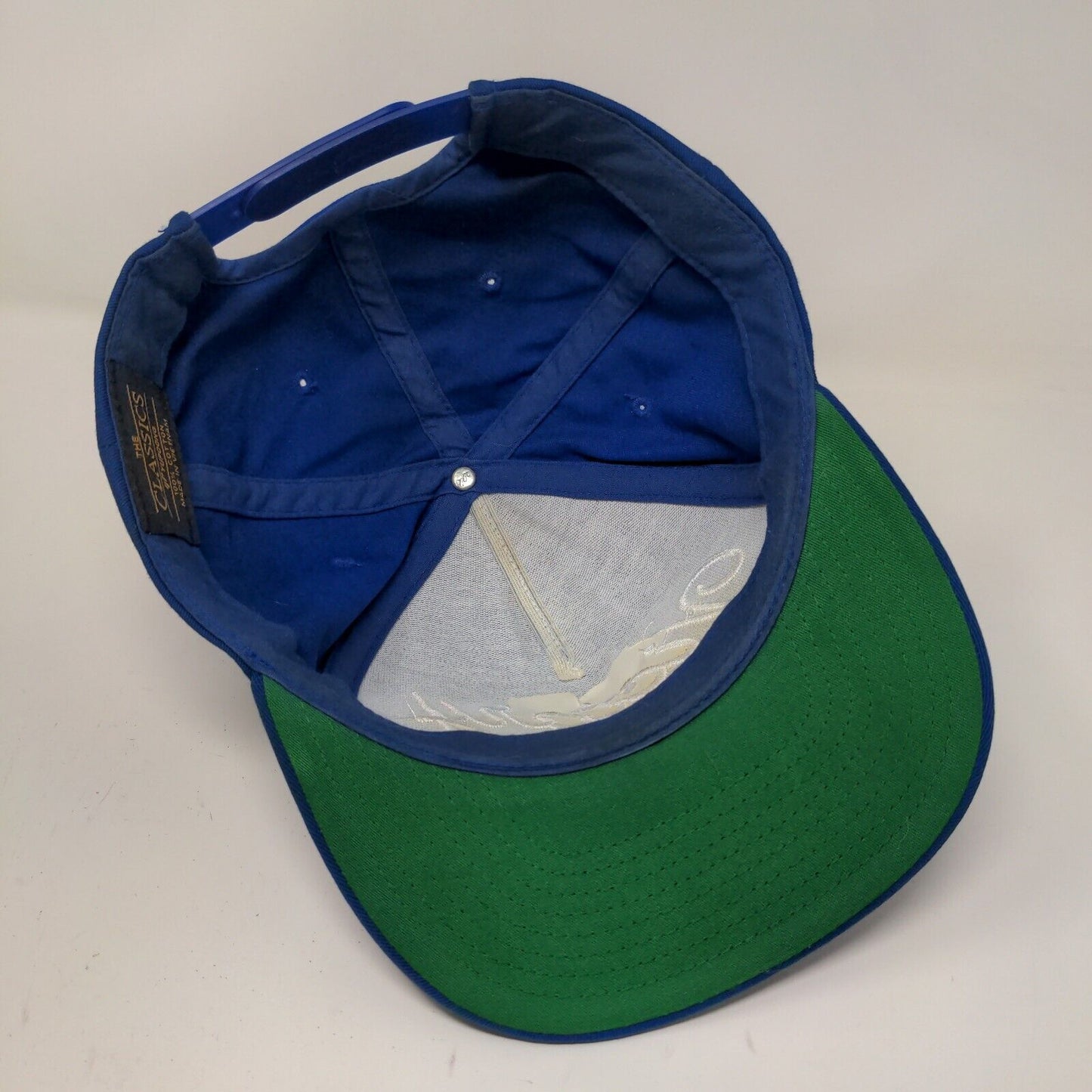 Yupoong Men's Snapback Hat Blue Embroidered Victory Logo Colorful Cotton