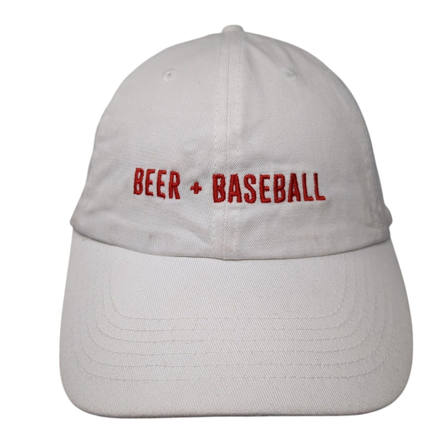 Beer + Baseball Slideback Hat White One Size Adjustable Vented Holes Cotton
