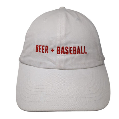 Beer + Baseball Slideback Hat White One Size Adjustable Vented Holes Cotton
