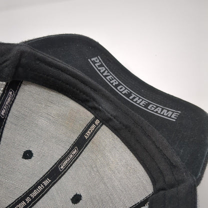 Hockey Shot Snapback Mesh Back Trucker Hat Black One Size Embroidered