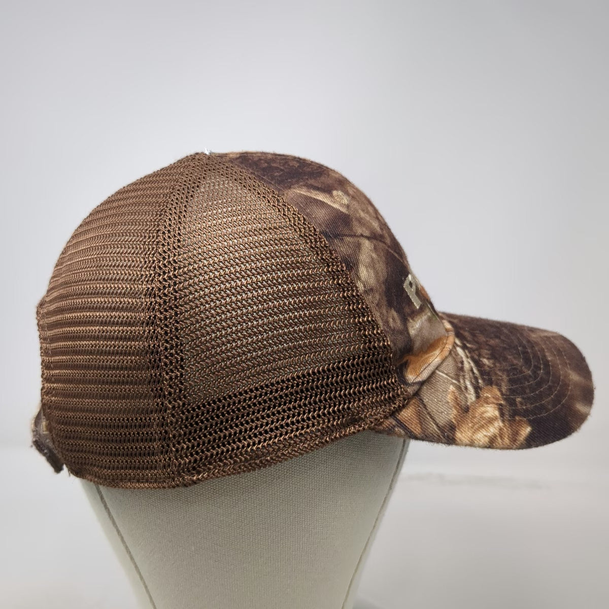 Brown Baseball Cap One Size Camo Platt Embroidered Mesh Strapback Hat Adjustable