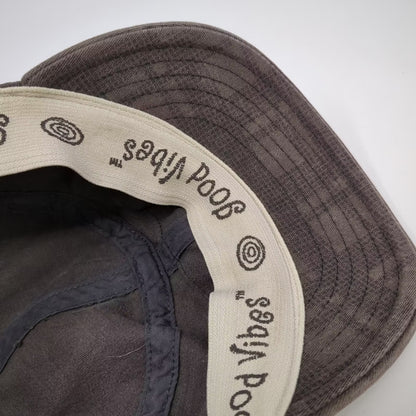 Life is Good Brown Army Cap Hat One Size Stretch Fit Spiral Logo Embroidered
