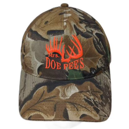 Mrs. Doe Pee's Brown Camo Snapback Hat OS Made in USA Embroidered Cap Vintage