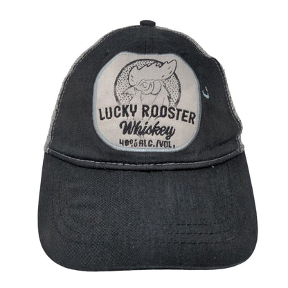 Lucky Rooster Whiskey Snapback Trucker Hat Black OSFM Adjustable Mesh Back