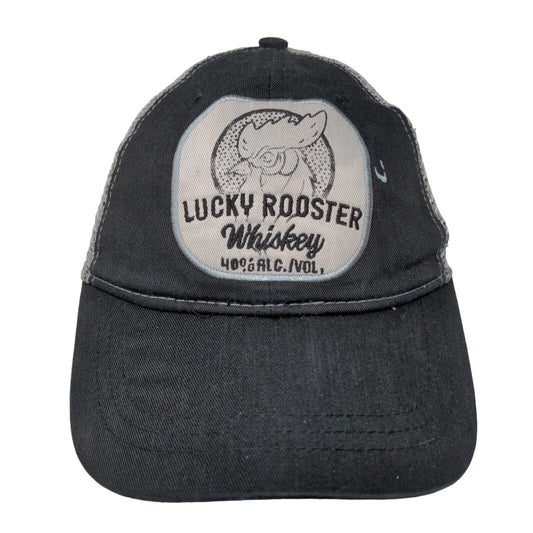 Lucky Rooster Whiskey Snapback Trucker Hat Black OSFM Adjustable Mesh Back