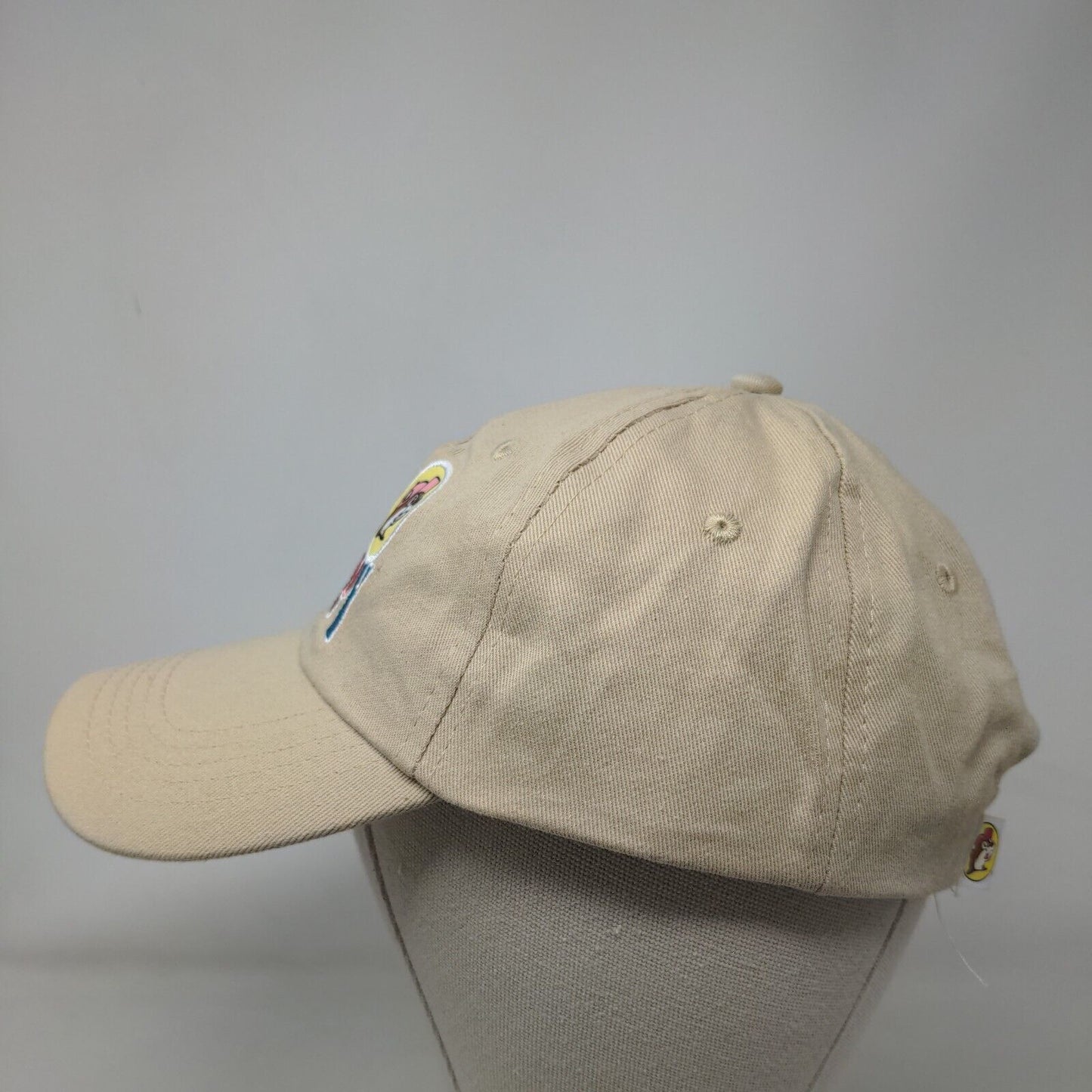 Be Happy Slideback Hat Tan One Size Embroidered Adjustable Buc-ee's