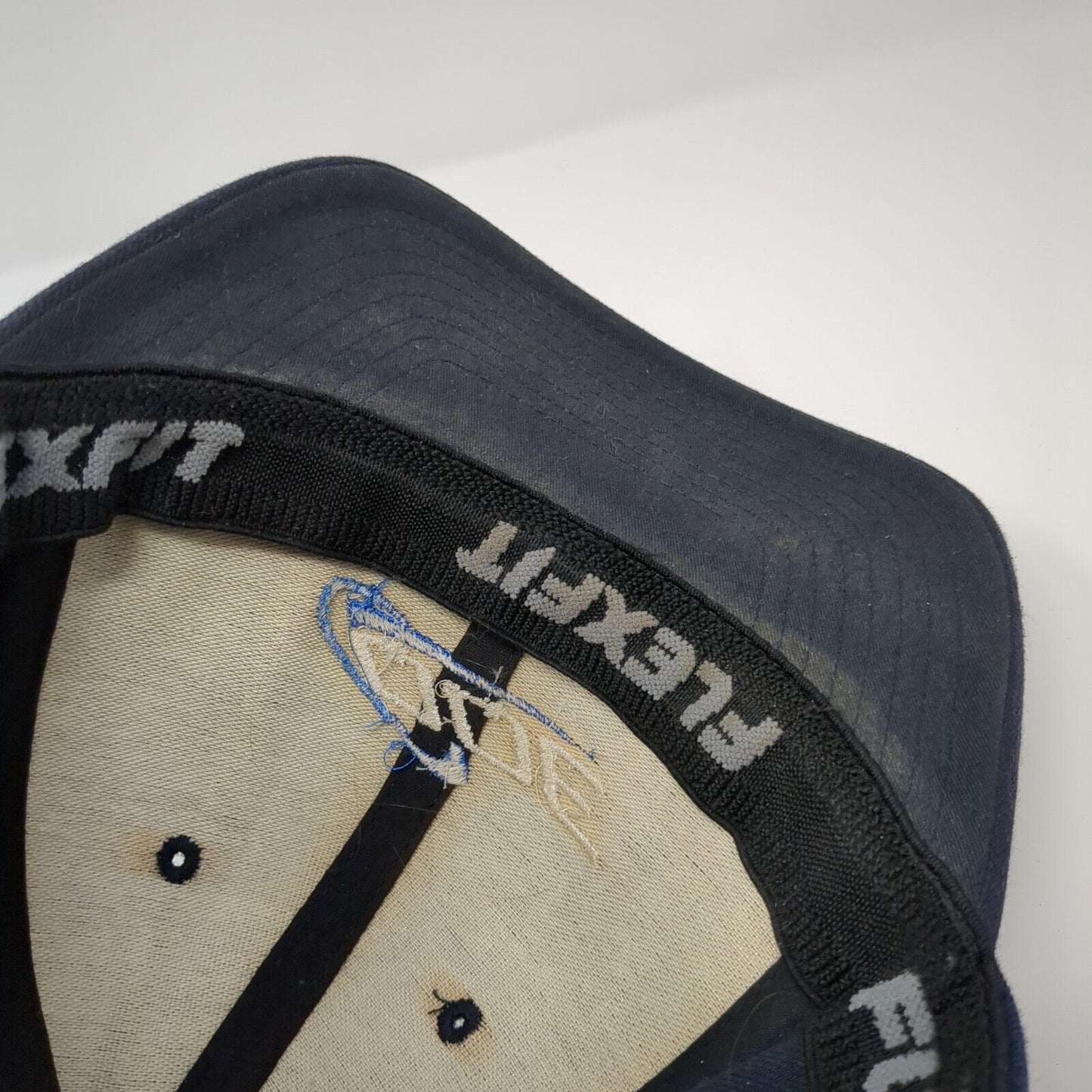 QQE Fitted Hat Blue Large-XL Embroidered Flexfit Yupoong Solid 6 Panel
