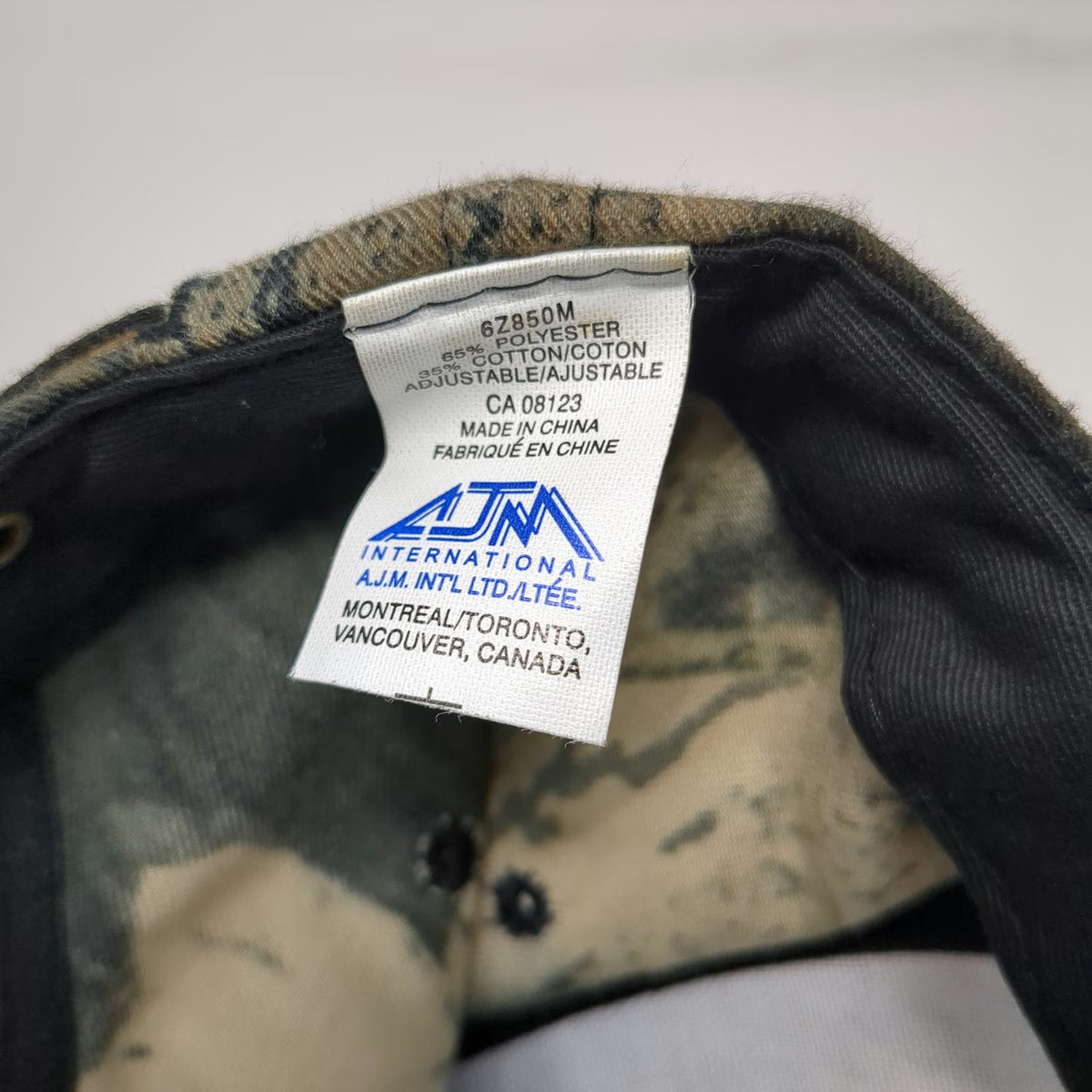 AJM International 5 Panel Brown One Size Camo Forest Products Logo Slideback Hat