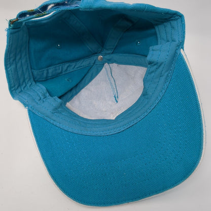 Lagoon Strapback Hat Blue One Size Adjustable Embroidered Vented Holes 6 Panel