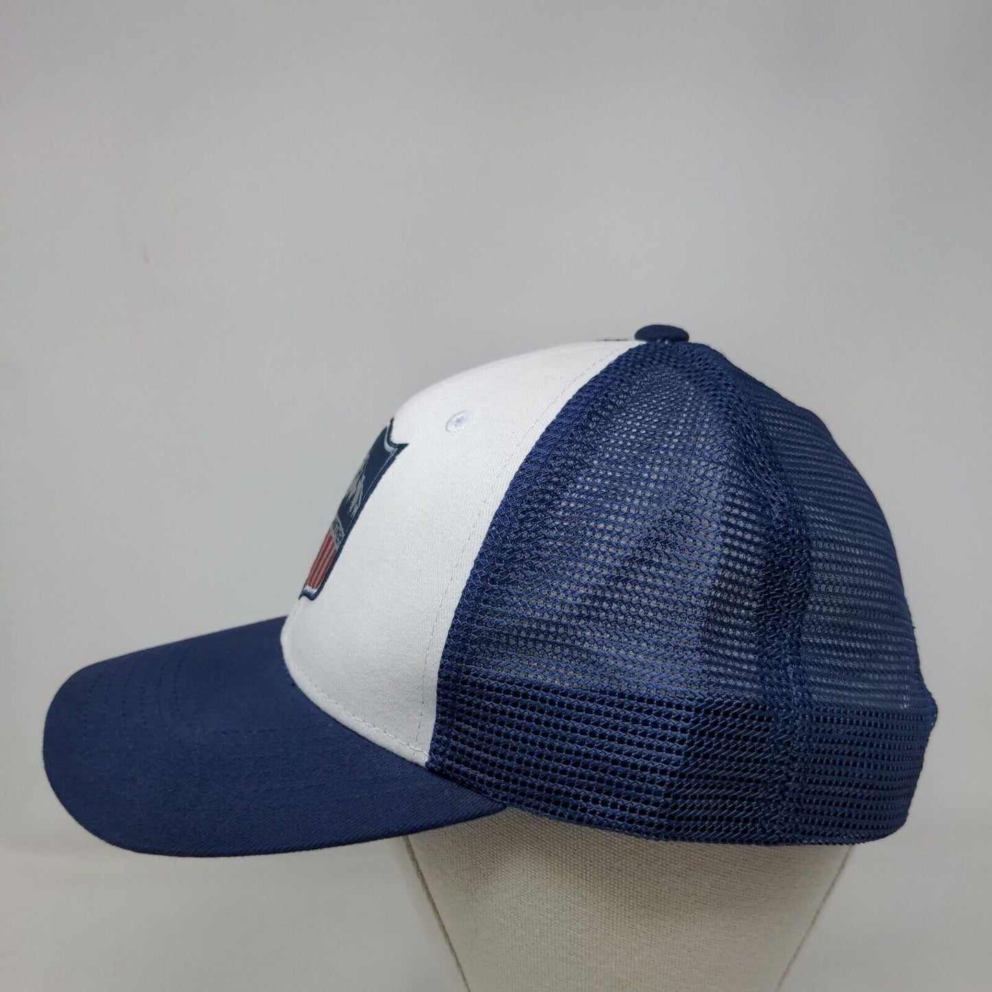 Flag & Anthem Snapback Trucker Hat Blue One Size Adjustable Mesh Back 6 Panel