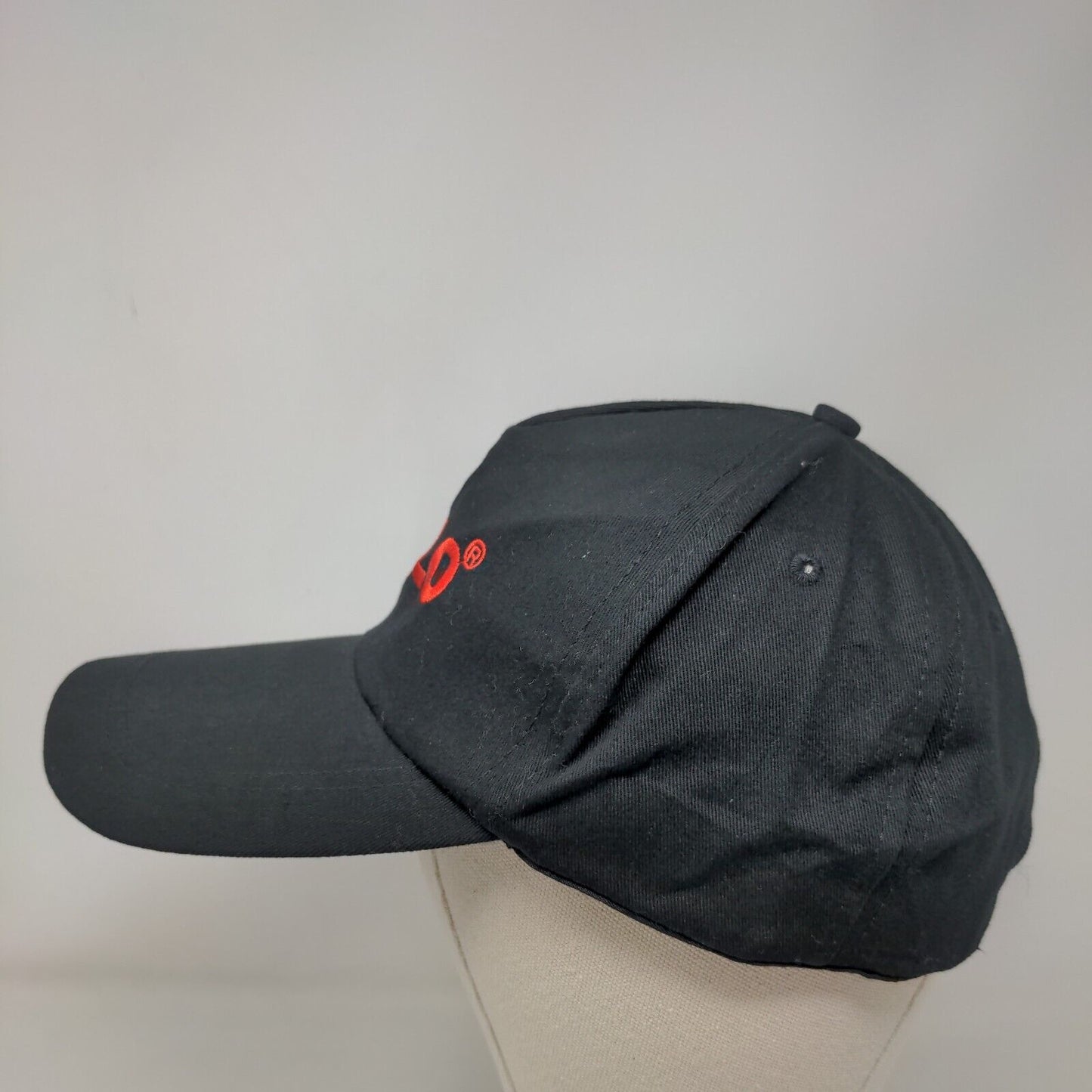 Halo Slideback Hat Black One Size Adjustable Embroidered Vented Holes 6 Panel