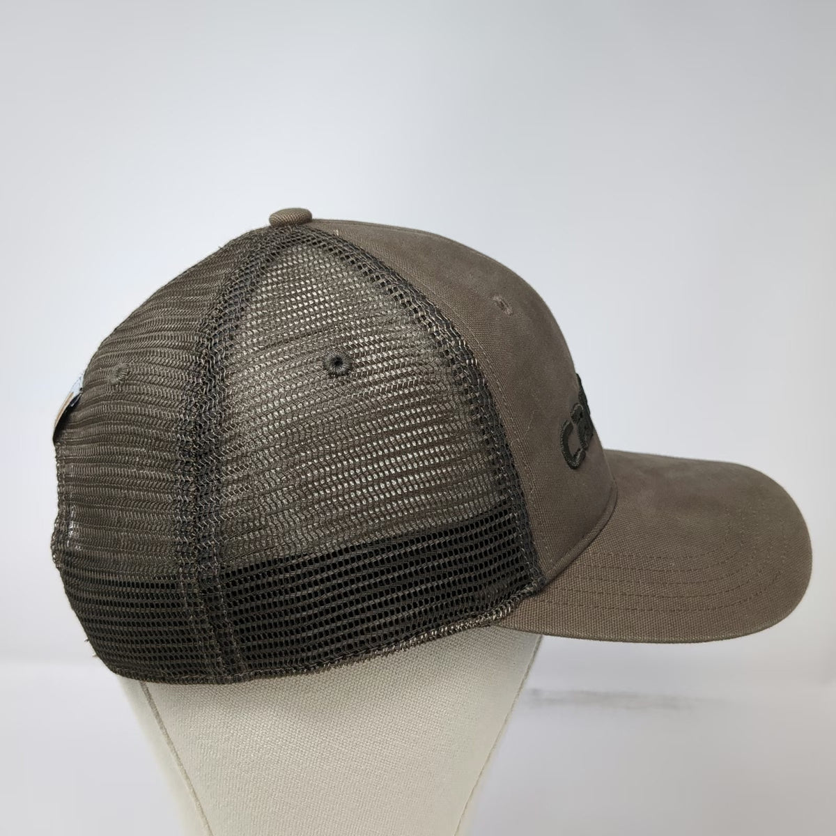 Carhartt Trucker Hat Brown One Size Mesh Snapback Embroidered Logo Workwear Cap
