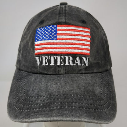 Gray One Size Baseball Cap Hat Veteran American Flag Embroidered Slideback