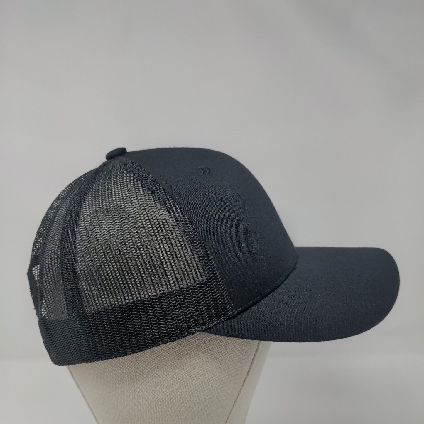 Qaltek Snapback Mesh Back Trucker Hat Black One Size Embroidered Yupoong