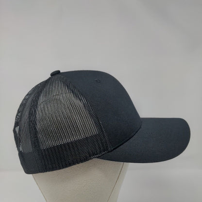 Qaltek Snapback Mesh Back Trucker Hat Black One Size Embroidered Yupoong