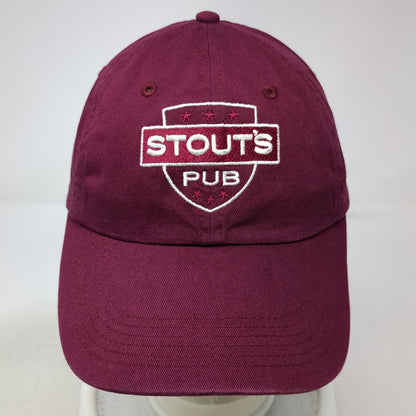 BIG Baseball Cap Red One Size Stouts Pub Shield Embroidered Cotton Slideback Hat