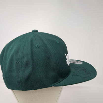 4Hunnid Snapback Hat Green One Size Flat Brim Signed Logo Autograph Yupoong