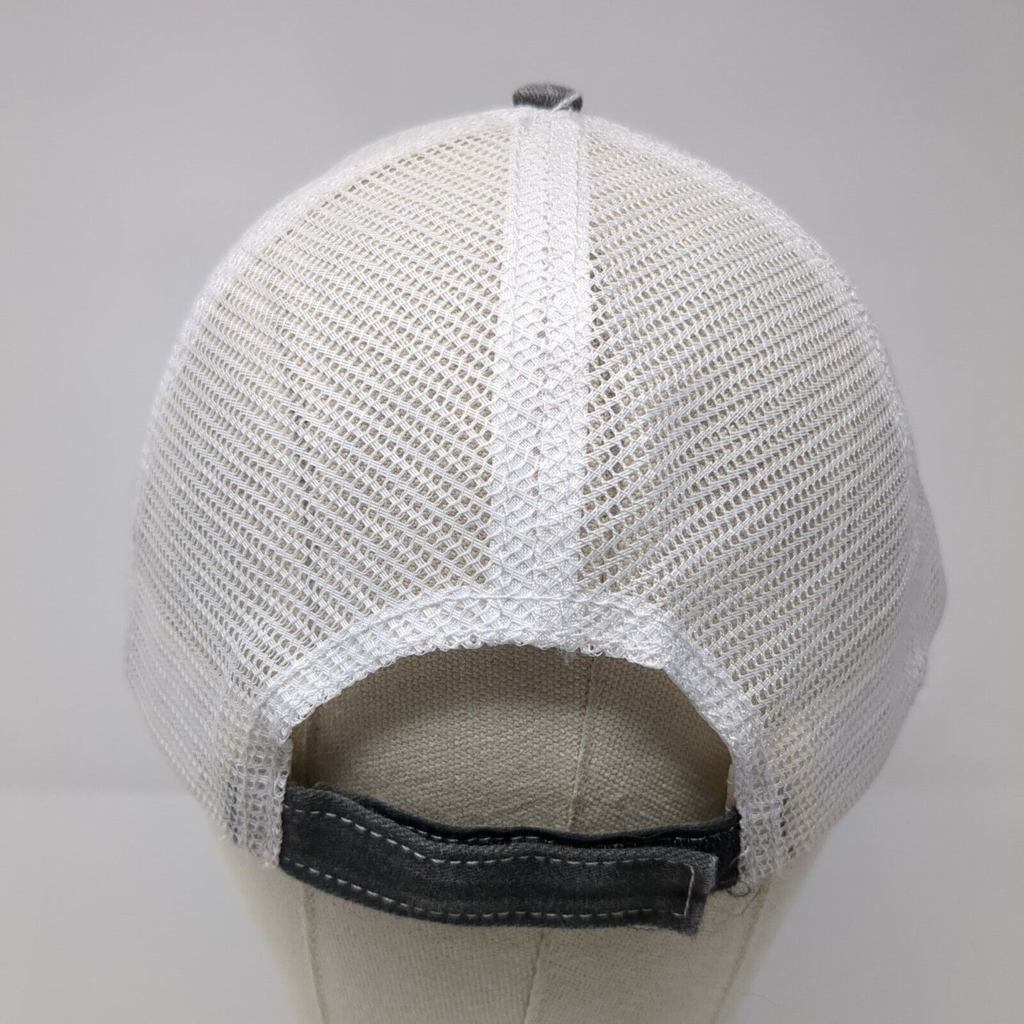 Unbranded Strapback Trucker Hat Gray One Size Adjustable Distressed Mesh Back